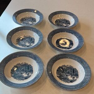 Classic Blue and White Dinnerware bowls 6 qty